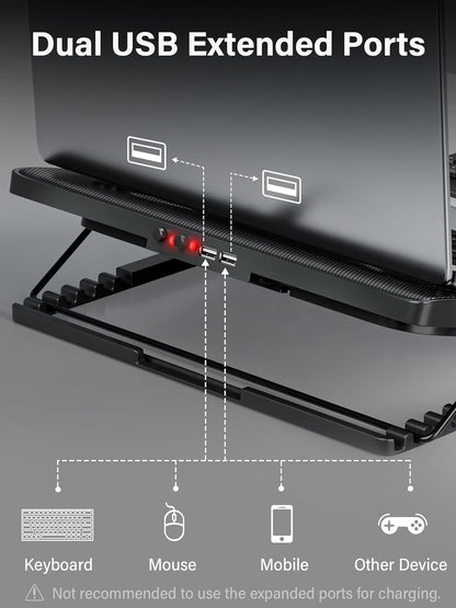 Kootek Laptop Cooling Pad, Laptop Cooler with 5 Quiet Fans for 12"-17" Computer PC Notebook Gaming Laptop Fan, Height Adjustable Laptop Cooling Stand Laptop Accessories, Red