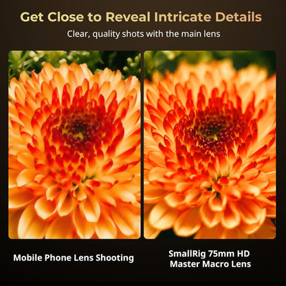 SMALLRIG 75mm HD Master Macro Lens, T-Mount Lens for iPhone, for Samsung, for Huawei, for Xiaomi, Macro Photography Phone Camera Lens Attachment - 4588