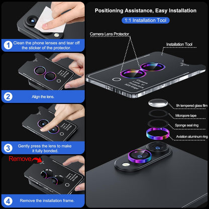 WSKEN for Samsung Galaxy S25 Edge Camera Lens Protector - Edge Thin Case Friendly, 9H Shatterproof Tempered Glass with Aluminum Metal Circle Camera Screen Protector Cover Accessories, Colorful