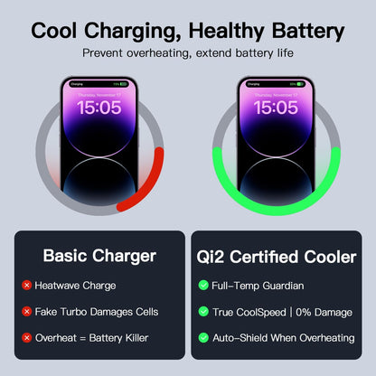 【Rapidly Cools！】 3 in 1 Charging Station for Apple - Qi2 15W for Phone Wireless Charging Station with Active Cooling, Mag-Safe Charger Stand for Phone 17 16 15 - for Apple Watch - for Airpods Series