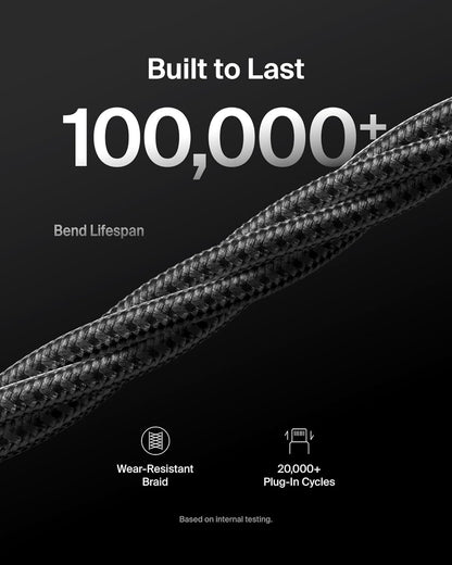 Belkin USB A to USB C Cable 2-Pack, 9.9ft, 15W - Type C Charger, iPhone Charger Cord, Soft, Braided, Flexible for iPhone 16 & 15, Galaxy S25, Pixel 9, iPad Pro, Airpods Pro, Switch & More - White