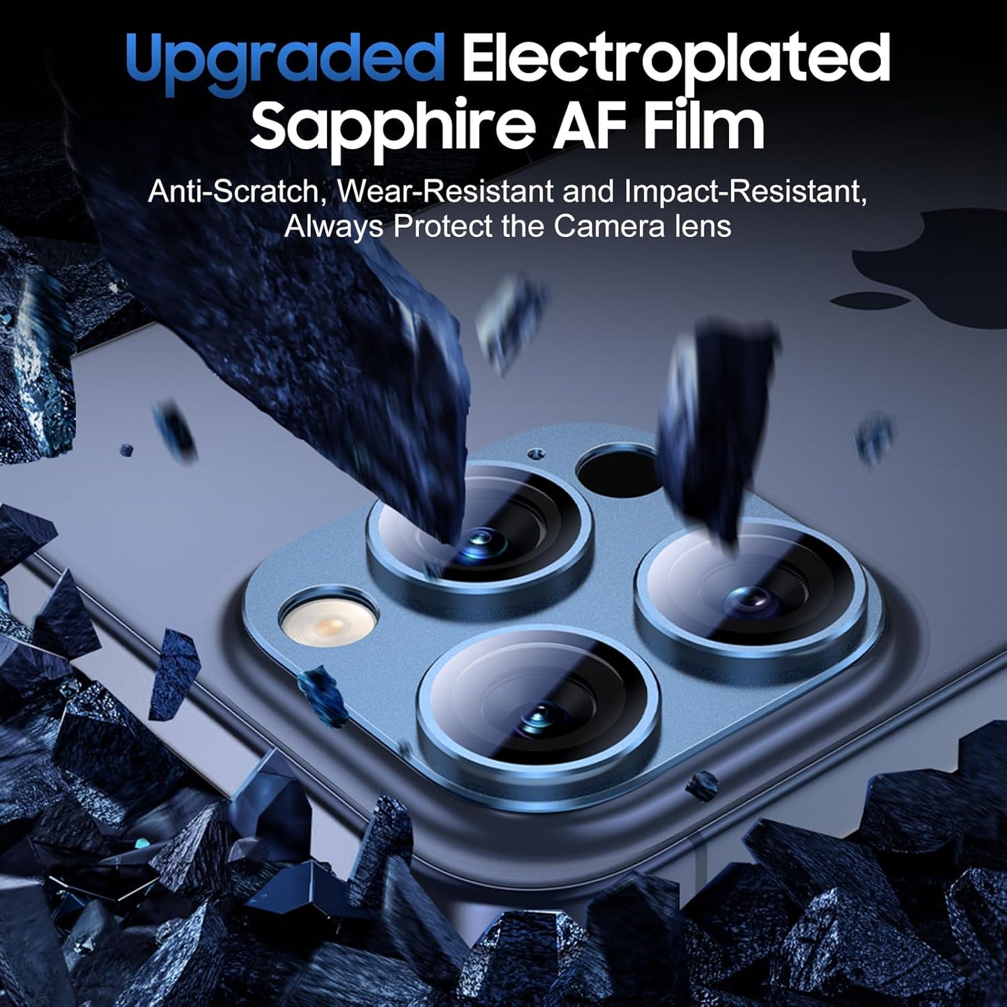 UniqueMe for 3 Pack iPhone 15 Pro/iPhone 15 Pro Max Camera Lens Protector, [Drop Protection] [Case Friendly] Camera Cover Screen [Update New Version] - All-Blue