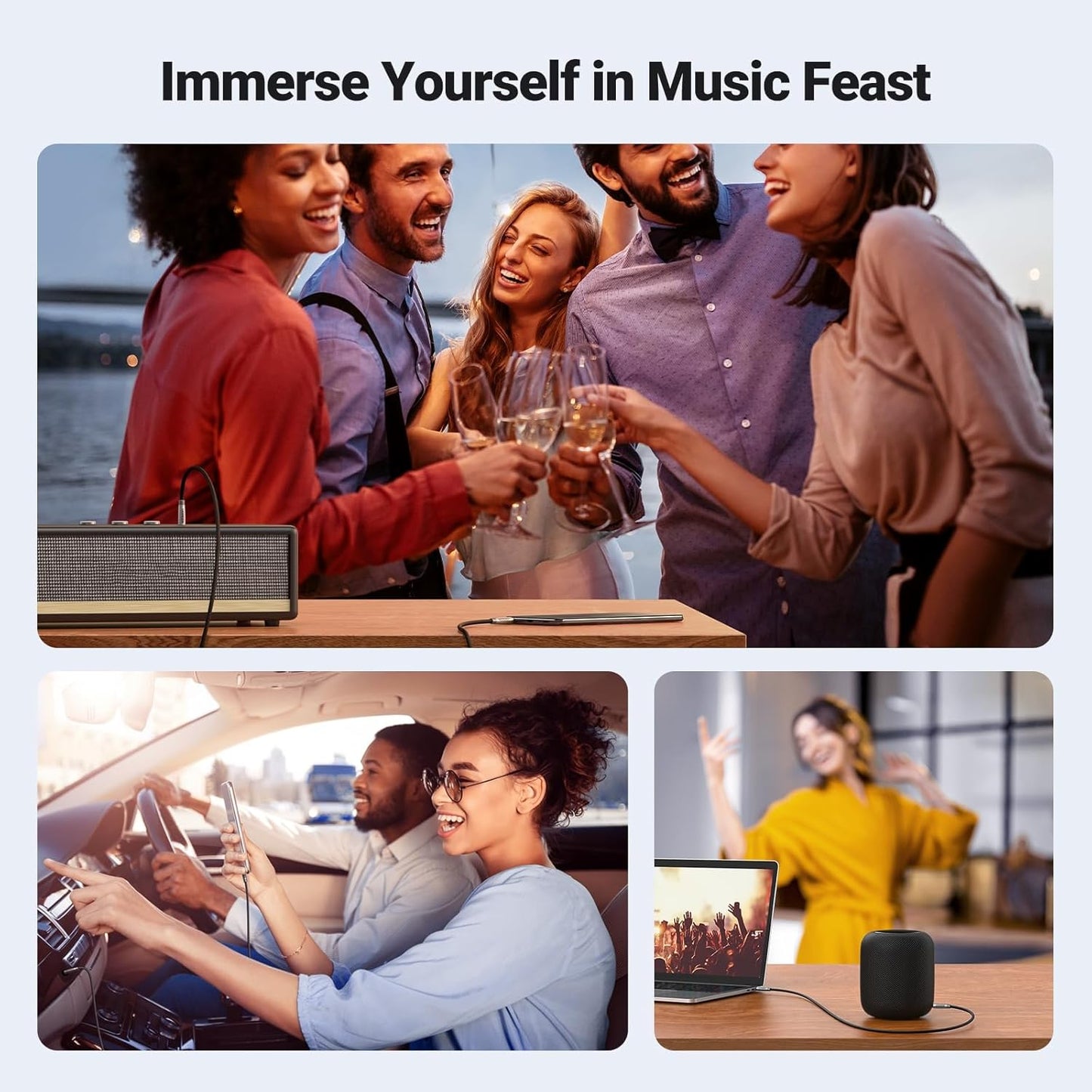 UGREEN 3.5mm Audio Cable Nylon Braided Aux Cord Male to Male Stereo Hi-Fi Sound for Headphones Car Home Stereos Speakers Tablets Compatible with iPhone iPad iPod Echo More 16FT