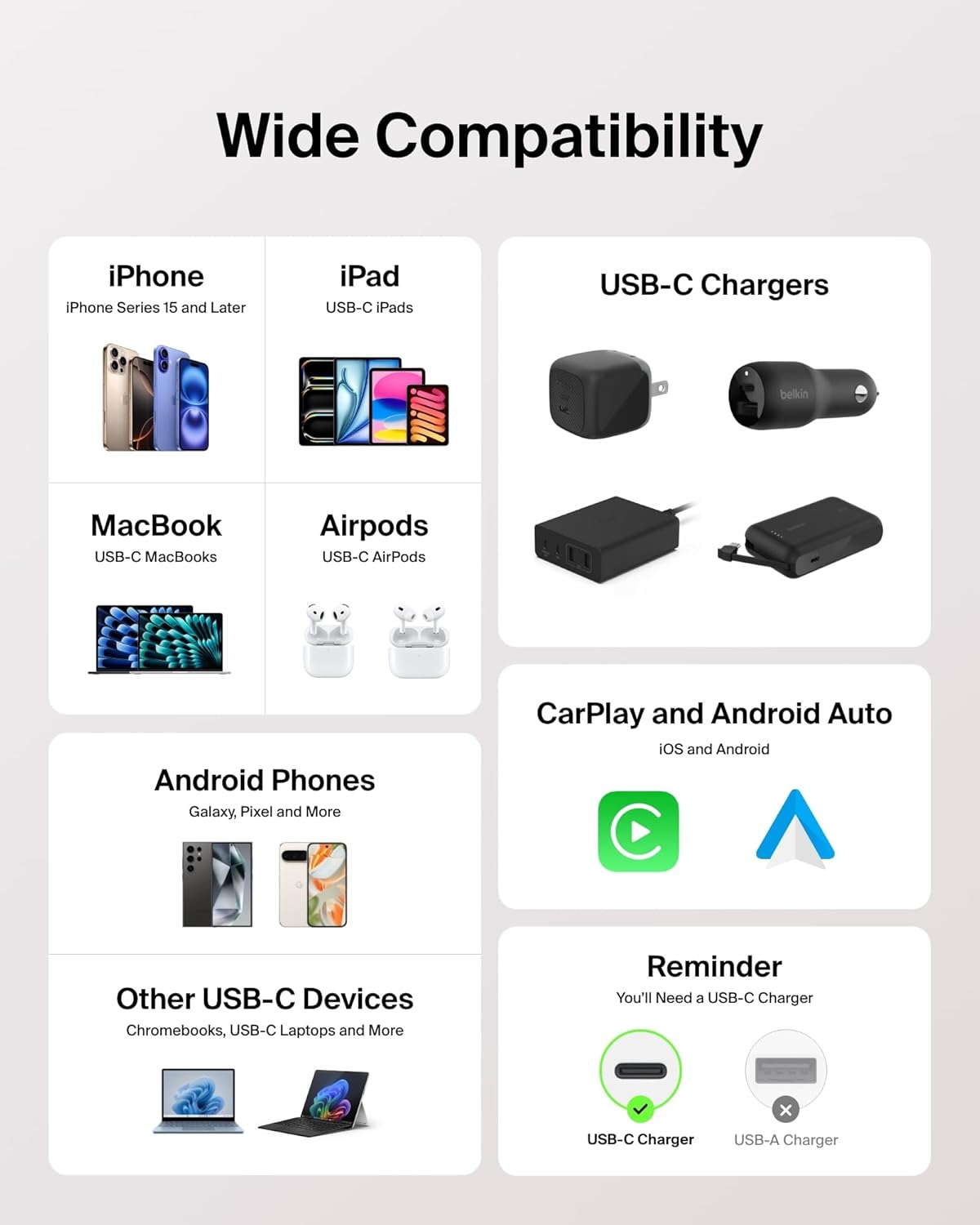 Belkin USB C to USB C Cable, 3.3ft, 60W - Type C Charger, iPhone Charger Cord, Soft, Braided, Flexible for iPhone 16, Galaxy S25, Pixel 9, Airpods, iPad Pro, Tablet & More, Travel Essentials - Pink