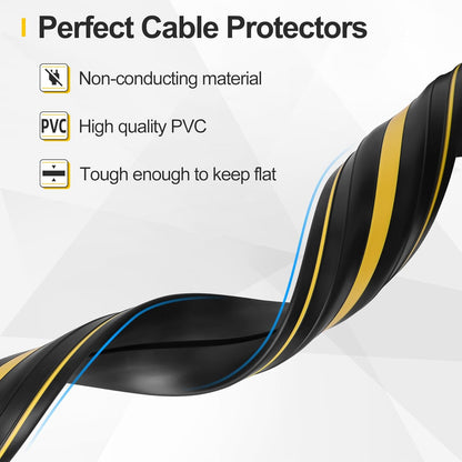 Floor Cord Cover 6.5Ft 2Pcs Heavy Duty PVC Floor Cable Protector Electric Cord Hider Cable Management Floor Strip Extension Cord Covers Cable Raceway for Wires on Floor Inner Channel 1.36" W x 0.43" H