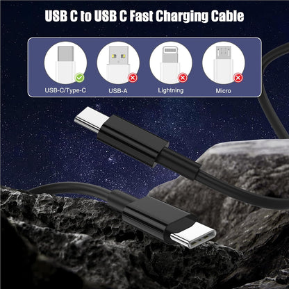 3-Pack Black 10FT 60W USB C to USB C Cable, Type C to Type C Cable,Fast Charging Cable for iPhone 16 15 Pro Plus Pro Max，for Galaxy S24 S23, for iPad Pro/Air, for MacBook Pro/Air and More
