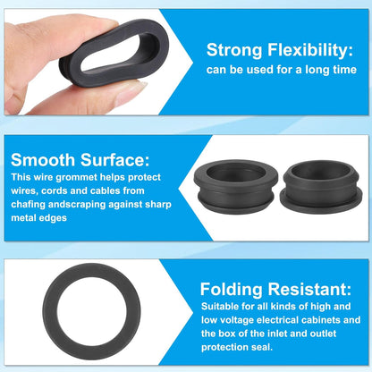 PATIKIL 34.6mm / 1-3/8 Inch Drill Hole,1 Inch ID Rubber Grommets, 3Pcs Top Hat Grommet for Wiring Eyelet Ring Gasket Automotive Firewall Cable Hole Plugs Wires Protection, Black