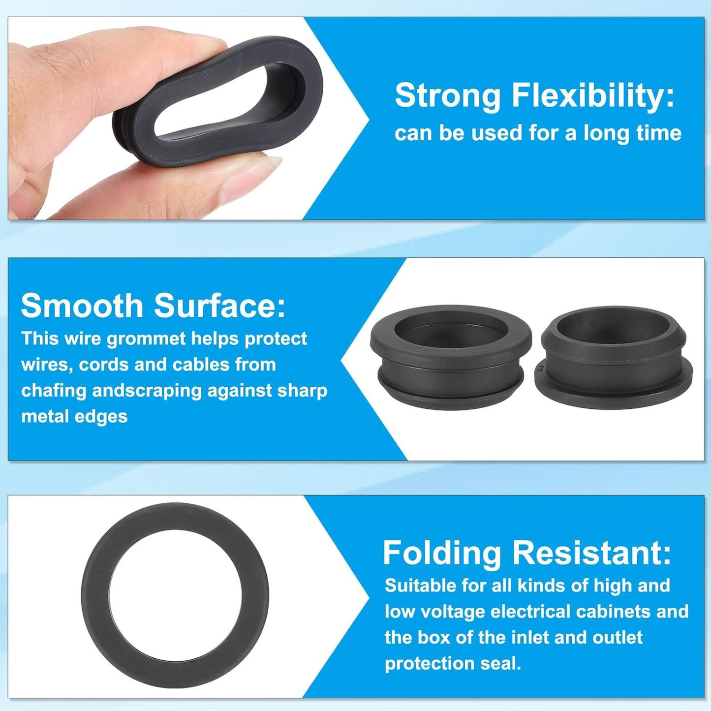 PATIKIL 36.6mm / 1-7/16 Inch Drill Hole,1-3/16 Inch ID Rubber Grommets, 3Pcs Top Hat Grommet for Wiring Eyelet Ring Gasket Automotive Firewall Cable Hole Plugs Wires Protection, Black