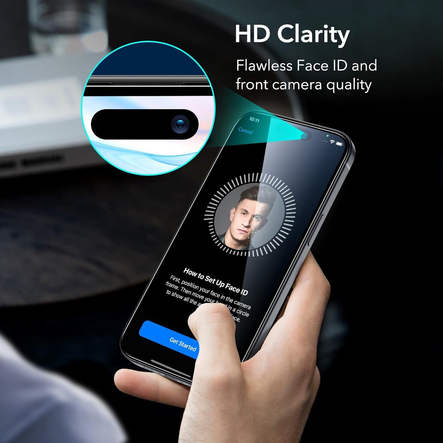 ESR 3+1 Pack for iPhone 15 Plus Screen Protector, [9H Hardness] [Military Grade Shatterproof] Full Coverage Ultra-tough Tempered Glass Film with Easy Installation Frame, 1 Set of Camera Lens Protector