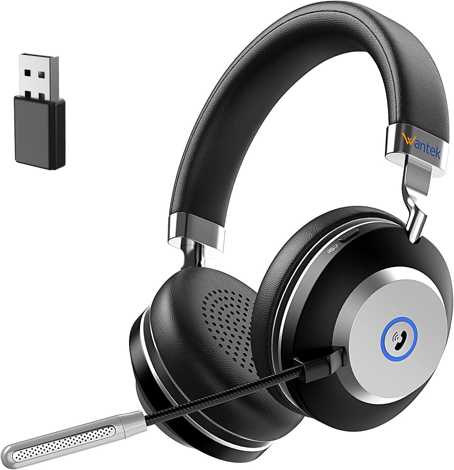 Wantek Wireless Headset with Microphone for PC/Laptop,USB Dongle&Noise Cancelling Mic, Bluetooth Headphones Compatible with Windows, MacOS, iOS, iPadOS, Android