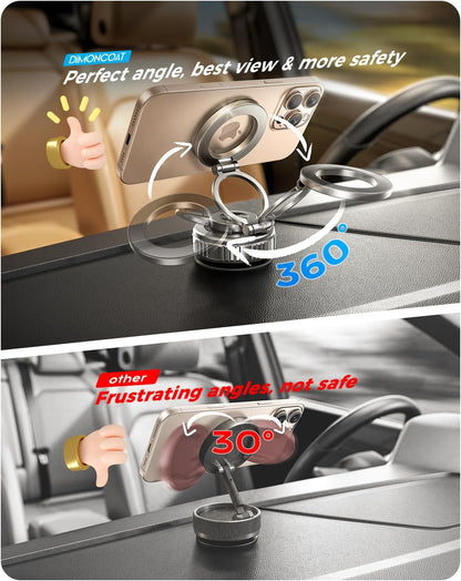 DIMONCOAT 2025 Upgraded Metal 360° Adjustable Vacuum Suction Cup Phone Mount [109LB Suction], Magnetic Phone Holder for Car, Foldable Portable iPhone Holder Magsafe Car Mount for iPhone 16 Pro Max