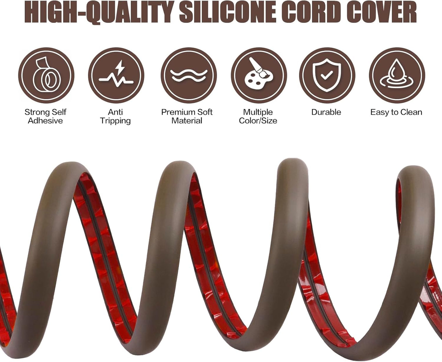 Floor Cord Cover Cable Cavity Self Adhesive Cord Hider Floor 10FT Floor Cable Management Power Cord Protector Floor Electric Cord Covers for Offices, Gym, Exhibitions (CoffeeBrown, 1.18" x 20')