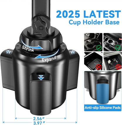 Miracase Cup Holder Tablet Mount for Car, Adjustable Long Neck Car Tablet Holder Friendly Compatible with iPad, Pro, Air, Mini Samsung Galaxy Tab, All 6.1-12.9" Tab