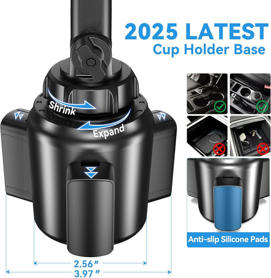 Miracase Cup Holder Tablet Mount for Car, Adjustable Long Neck Car Tablet Holder Friendly Compatible with iPad, Pro, Air, Mini Samsung Galaxy Tab, All 6.1-12.9" Tab