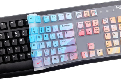 Silicone Keyboard Cover for Logitech K120 & MK120 Ergonomic Desktop USB Wired Keyboard, Logitech K120 & MK120 Keyboard Protective Skin US Layout (NOT Fit Other Model)-Colorful