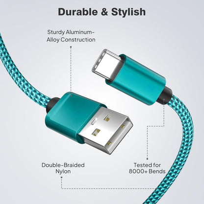 Elebase USB C Car Charger Cable 3 Pack 1.5/3.3/6.6FT,USBC Charging Cord for iPhone 15 16 Max Samsung Galaxy S8 S9 S20 S21 S22 S23 S24 Note 10 20,Moto Play Power G Pro Fast Stylus,Motorola Edge One 5G