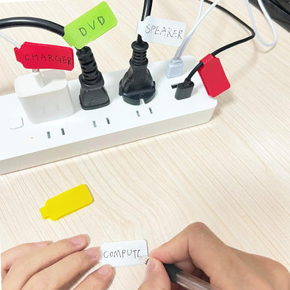 100 Pcs Multicolor Write On Cable Labels & Reusable Fastening Cable Ties Set for Cable Management in Home Office