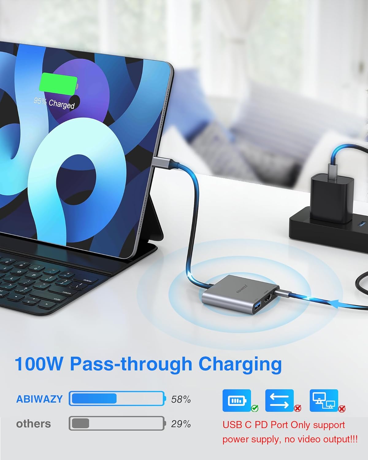 USB C to HDMI Multiport Adapter with 4K HDMI Output,Type-C Hub Converter to 4K HDMI USB 3.0 PD Charging Port,USB-C Digital AV Multiport Adapter for MacBook Pro/air,iPad Pro &More USBC Devices(Grey)