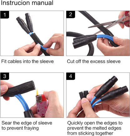 Alex Tech 10ft - 1.25 inch Cord Protector Wire Loom Tubing Cable Sleeve Split Sleeving for USB Cable Power Cord Audio Video Cable – Protect Cat from Chewing Cords - Black