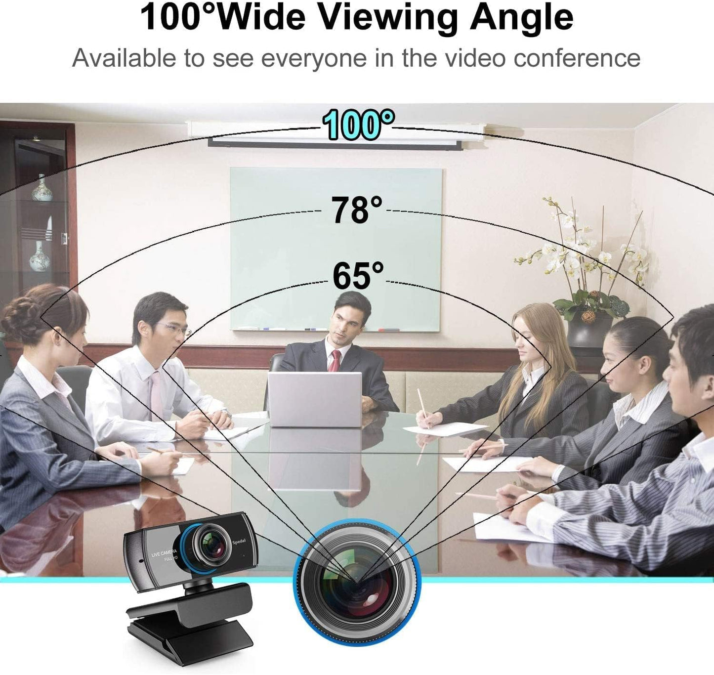 Spedal Webcam 1080P 30fps， HD Computer Webcam with Microphone for Desktop,100 Degrees Wide Angle Web Camera for Zoom Xbox YouTube Skype FaceTime Hangouts