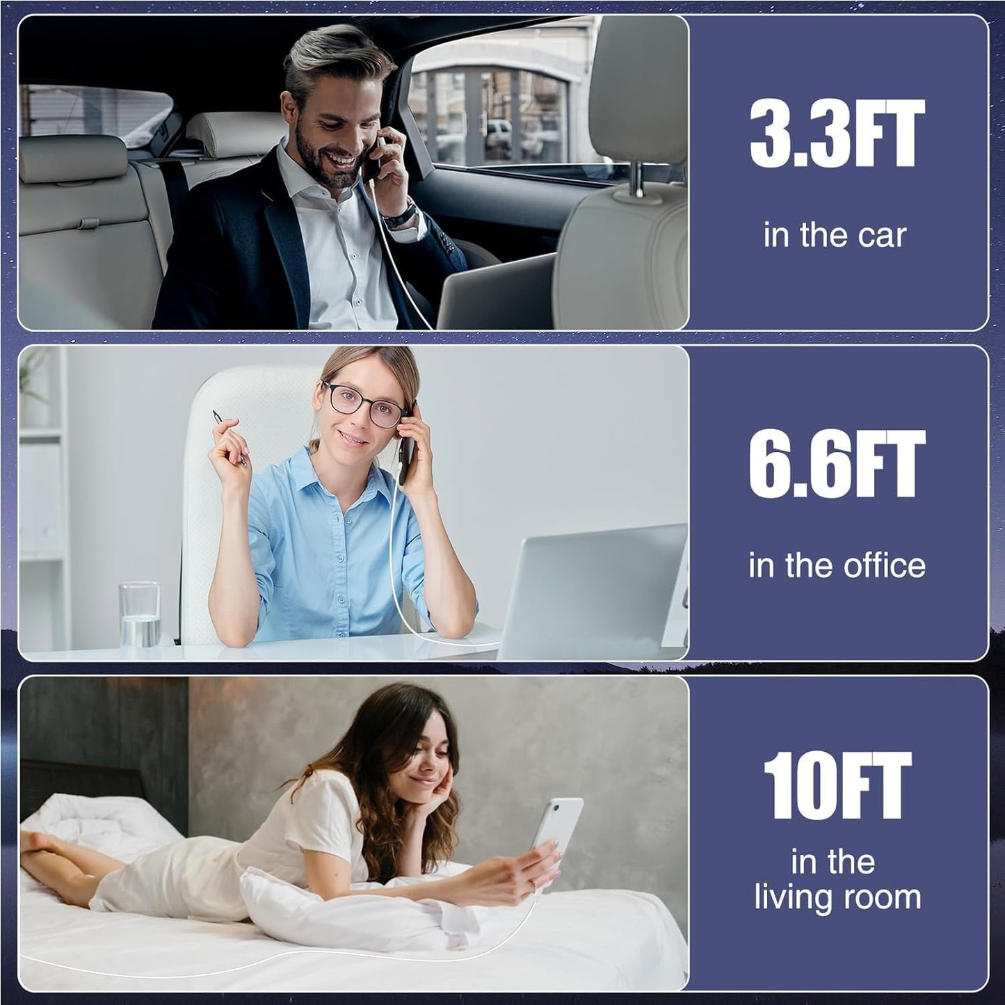 3-Pack Yellow [3.3FT+6.6FT+10FT] 60W USB C to USB C Cable, Type C Fast Charging Cable for iPhone 16 15 Pro Plus Pro Max，for Galaxy S24 S23, for iPad Pro/Air, for MacBook Pro/Air and More