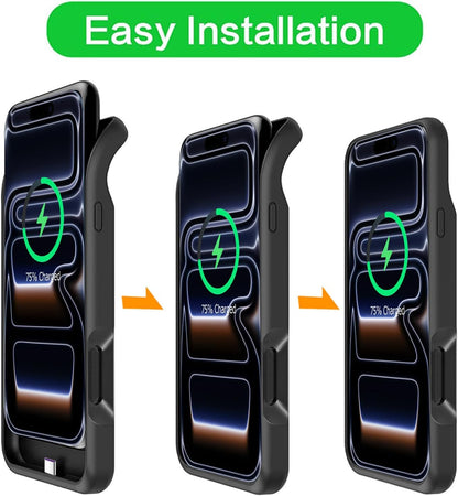 Battery Case for iPhone 17 Pro,10000mAh Rechargeable Portable Charging Case with Wireless Charging Compatible for iPhone 17 Pro (6.3 inch) 2025 with Carplay Extended Battery Pack Charger Cover (Black)
