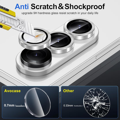 for Samsung Galaxy Z Fold 7 Camera Lens Protector, Individual Metal Ring Tempered Glass Lens Cover, [Strong Adsorption] Scratch Resistant Ultra-Thin HD Clear Lens Cover, 1 Set-Silver