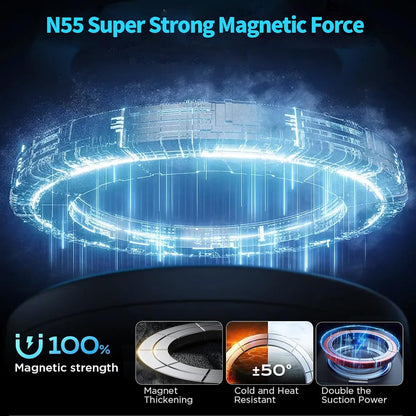 Vacuum Suction Magnetic Phone Holder, 2025 Upgraded Foldable Retractable Suction Cup Mount Magnetic Phone Mount for Your Car, 360° Adjustable Cell Phone Stand for Cars /Gyms/Mirrors/Smooth Surface