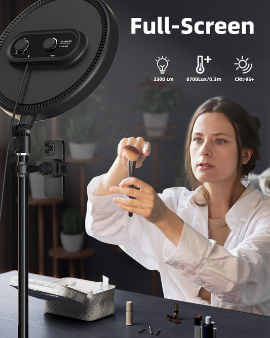 TODI Large Ring Light with 79" Stand, 6500K Full-Screen Selfie Light Ring with Stand and Phone Holder, Professional Big Ring Light for Live Stream, YouTube, TikTok, Makeup, Video, Barber, Photography