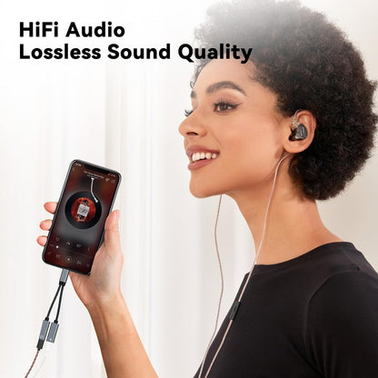 2PCS USB C Headphone Splitter,CCZ CA01 USB C to Type C Headphone Jack and Charger Adapter, 1 in 2 out Dongle Hi-Res DAC Audio Cable with PD 60W Fast Charging for Samsung Galaxy S25 S24 S23 (USBC-USBC)