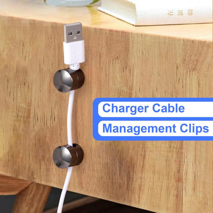 1 Sets Charger Holders for Cords, Black Adjustable Cable Anchor Holders, Adhesive Metal Cord Clips, Cable Management Wire Organizers for Desk, Office, Nightstand