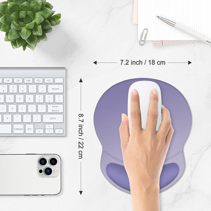 ITNRSIIET Ergonomic Mouse Pad with Comfort Gel Wrist Rest, Non-Slip PU Base, Smooth Textured Surface, Reduces Hand Fatigue & Wrist Pain, 8.7 x 7.2 Inch for Office Gaming Home, Purple Gradient