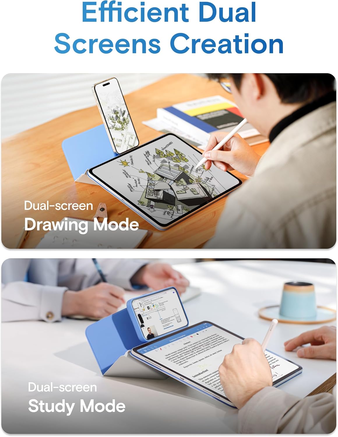 MOFT Dynamic Folio Case for iPad Pro 13-inch(M5 2025/M4 2024), Silm Magnetic Stand Case with 20+ Viewing Angles, Auto Wake/Sleep, Ultra Thin, Cement x Sapphire