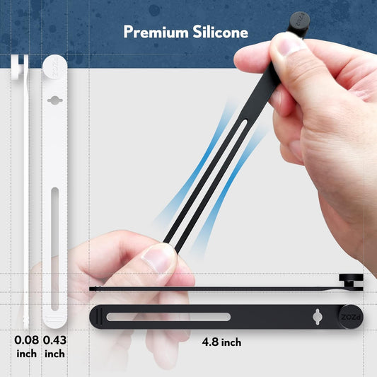 PZOZ (10 pcs) Reusable Cable Ties, Elastic Silicone Cord Organizer Straps Keeper Management Holder for iPhone Charging Cable Charger Wire Labels Desk Car and Travel Accessories (Black)