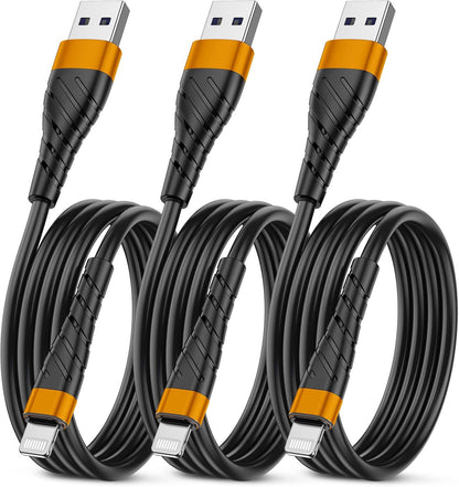 OIITH MFi Certified for iPhone Charger Cable 3 Pack 3 Ft, for Lightning Charging Cord, Fast 2.4A for iPhone USB Cord Compatible with iPhone12/11/XS/Max/XR/X/8/8P/7P/6/iPad - Orange
