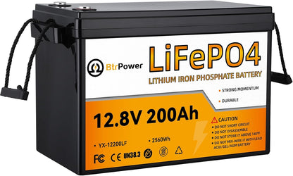 12V 200Ah Lithium Battery LiFePO4 Deep Cycle Battery,100A BMS,4000+ Cycles,Perfect for RV, Home Storage,Marine,Solar Power System and Outdoor Camping. (12V 200Ah)