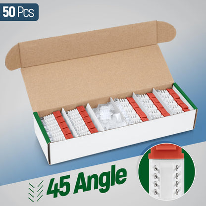 Everest 45° Angled RJ45 Cat6A Keystone Jacks 50-Pack in Orange - Slim Profile Female RJ45 Connectors - Cat 6A Keystone Jack - Compatible with 45° Angled Speed Termination Tool - 45Term (B0BL3GS7ZY)