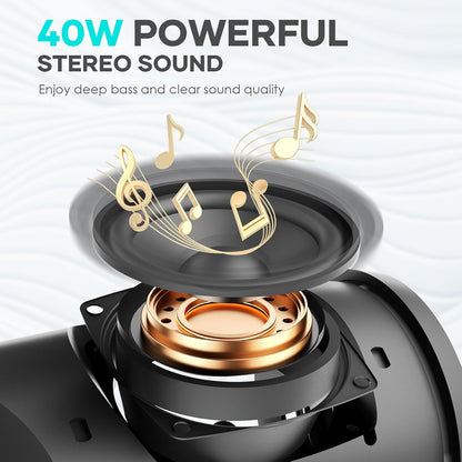 Bluetooth Speaker IPX6 Waterproof.Musibaby M88pro with Loud Stereo Sound,Portable Wireless Speaker,40H Battery,Bluetooth 5.3,Dual Pairing, Shower Outdoor Speaker for Party, Beach, Gifts Ideal.