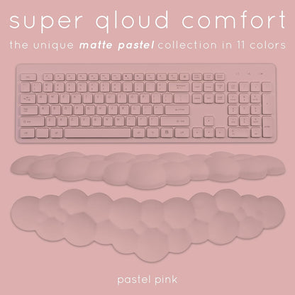 Qloud Cloud Wrist Rest Keyboard Wrist Rest for Computer Keyboard Pad, Cloud Keyboard Wrist Rest, Wrist Pad for Keyboard, Memory Foam, Non Slip Base, Comes with Mouse Pad - Pastel Pink