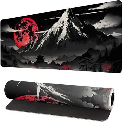Extended Gaming Mouse Pad, Large Desk Mat XL Anime Mouse Pad Waterproof with Stitched Edges, Non-Slip Desktop Pad for Home and Office, Level Up Your 31.5x11.8 Inch (Snow Mountain)