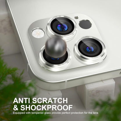 Choiche Compatible for iPhone 16 Pro/iPhone 16 Pro Max Camera Lens Protector, Bling Camera Cover with 9H Tempered Glass Lens Screen Protector Metal Ring Decoration Accessories(Silver)