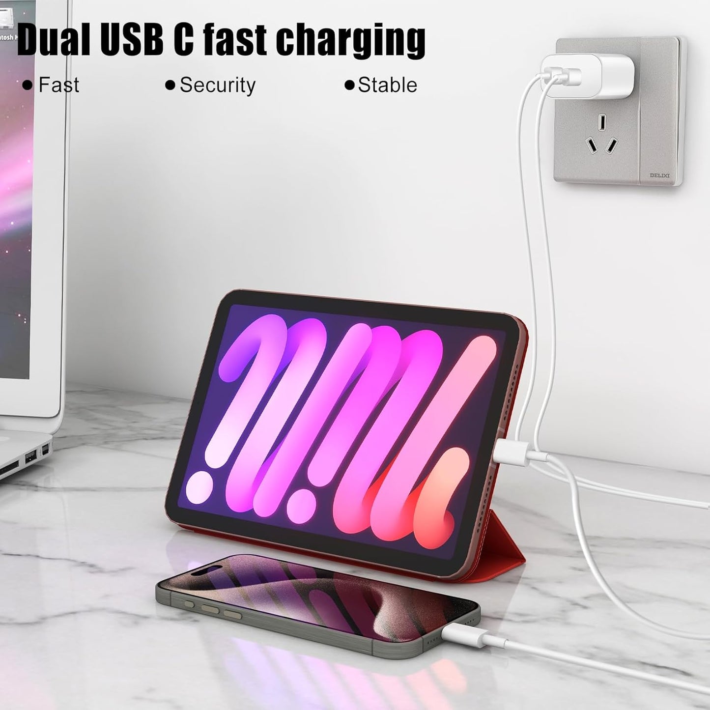 Fast iPhone 16 15 Charger,Dual Port USB C Charger Fast Charging Block,2Pack Quick USB C Apple Wall Power Adapter,6FT USBC to C Cable for iPhone 16 Pro Max/16 Pro/16 Plus/16e/15 Pro Max/15 Pro/iPad Pro