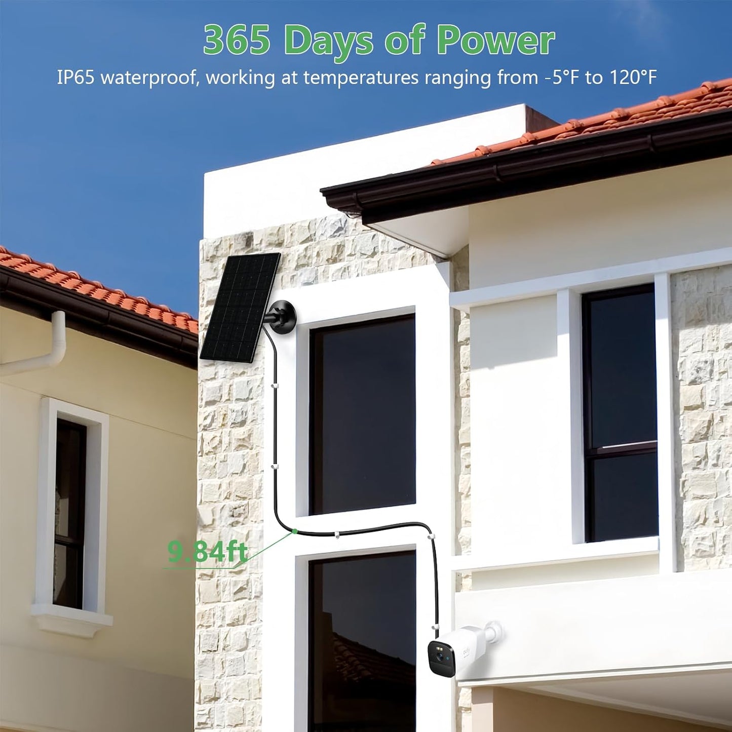 Zivif 4W Solar Panel for Security Camera, Solar Panel Charger with USB-C & Micro USB Ports, Compatible with Rechargeable Battery Camera, 360° Adjustable Mount