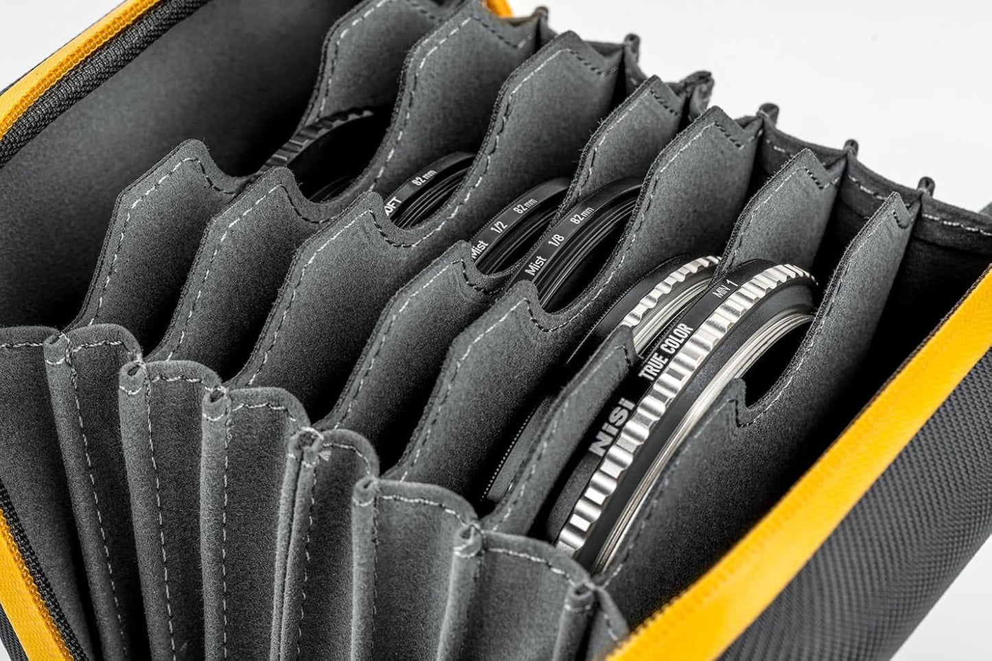 NiSi - Caddy II Circular Filter Case, Portable and Lightweight Camera Lens Pouch for 8 Filters, Fits Up to 95mm, Waterproof and Shockproof, Larger Opening Lens Bag, Caddy Case with Metal Hanging Clip