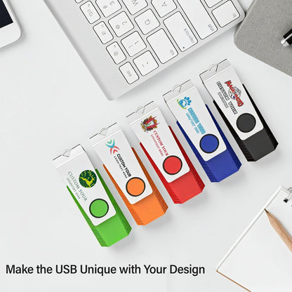 Customizable Flash Drives 4GB, Wooolken Personalized USB 2.0 Drive 10/20/50/100 Pack, Custom Thumb Drive Engraved Logo USB Drive (Mixcolors)