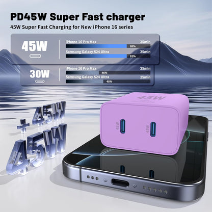iPhone 16 15 Pro Max Charger Fast Charging,45W Dual Port USB C Fast Charger Block [2-Pack] & Extra Long 60W 3/6/10/10FT USB C Cable - PD Quick Adapter 3.0 for iPhone 16 15/16 15Pro/16 15 Plus.