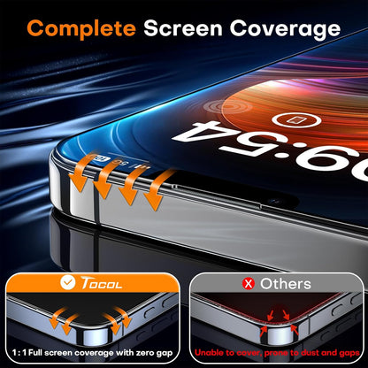 TOCOL for iPhone 14 Screen Protector 9H Hardness Military Grade Shatterproof HD Tempered Glass Full Coverage Easy Installation Case Friendly 2 Pack