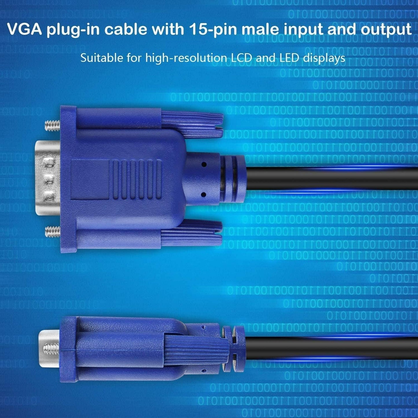 PASOW VGA to VGA Monitor Cable HD15 Male to Male for TV Computer Projector (15 Feet)
