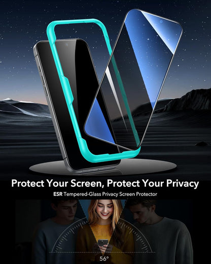ESR 3 Pack for iPhone 16 Plus/iPhone 15 Plus Privacy Screen Protector, Anti-spy Tempered-Glass Privacy Screen Protector with Easy Installation Tool, Micro-Curved Edges, Case Friendly