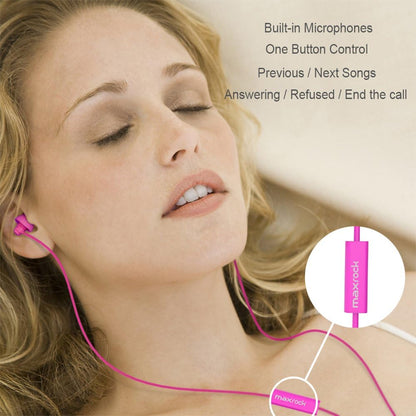 MAXROCK (TM Super Mini Total Soft Silicon Earbuds Headphones with Mic Music Sleep Choice for Cellphones Ipad Tablet Mp3 Laptop and Most 3.5mm Audio Player (Pink)